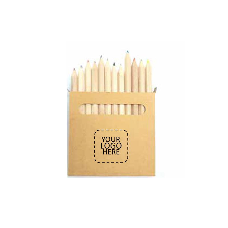 12 Wooden Color Pensil Set with Carton Box with logo